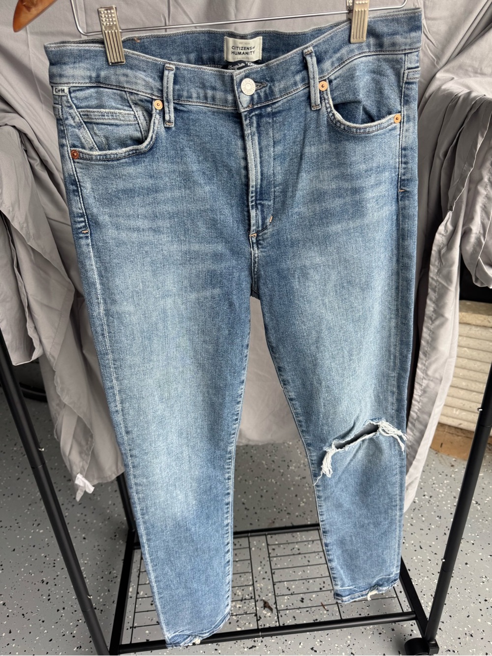 Citizens Of Humanity Light Blue Cropped Distressed Jeans